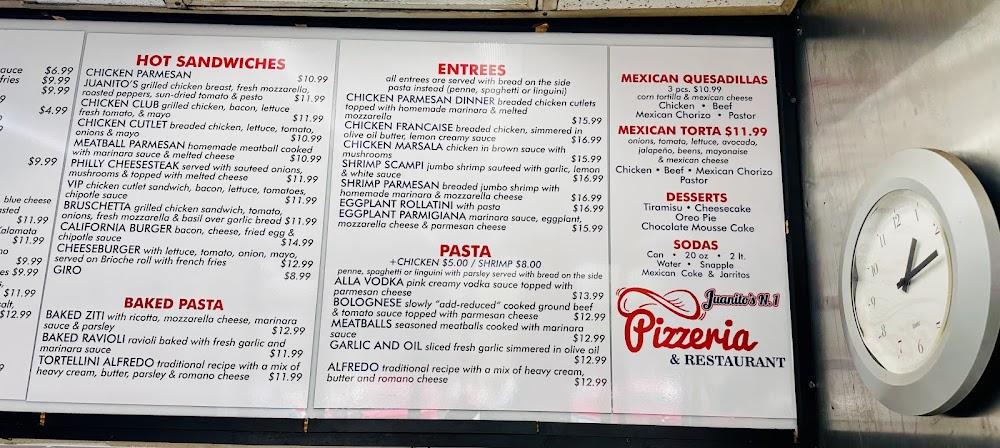 Juanitos#1 Pizzeria and Restaurant Menu image 2